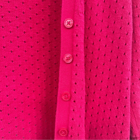 Liz Claiborne Cut Out Button Up Sweater Cardigan Hot Pink Size Large - Picture 8 of 12